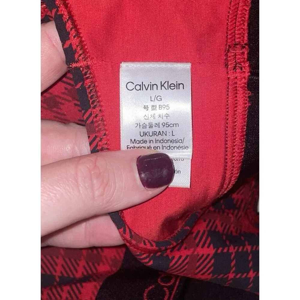 Calvin Klein QF7781 Modern Cotton Holiday Bralette Bra WF Womens L Large Plaid - Picture 5 of 6